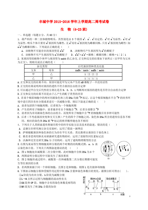 江西省丰城中学2015_2016学年高二生物上学期周练试题(1_17)