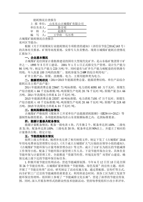 煤矿管理-75报兖州节能办能源消费状况自查情况汇报 -