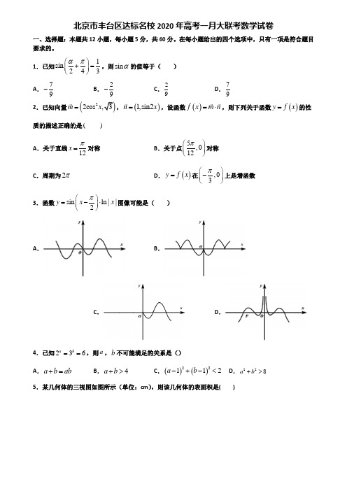 北京市丰台区达标名校2020年高考一月大联考数学试卷含解析