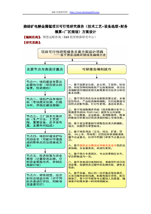烧结矿电解金属锰项目可行性研究报告(技术工艺+设备选型+财务概算+厂区规划)方案设计