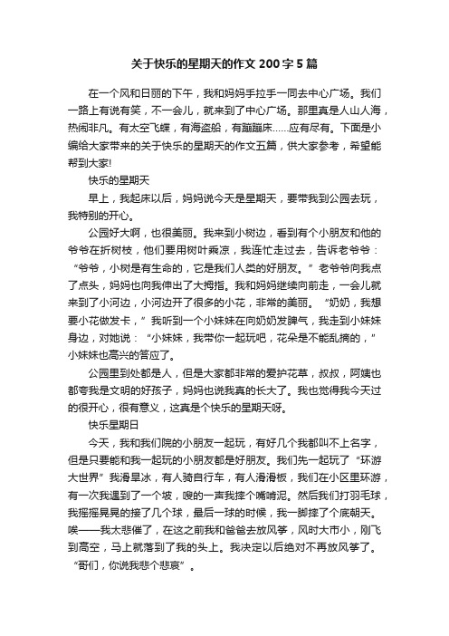 关于快乐的星期天的作文200字5篇