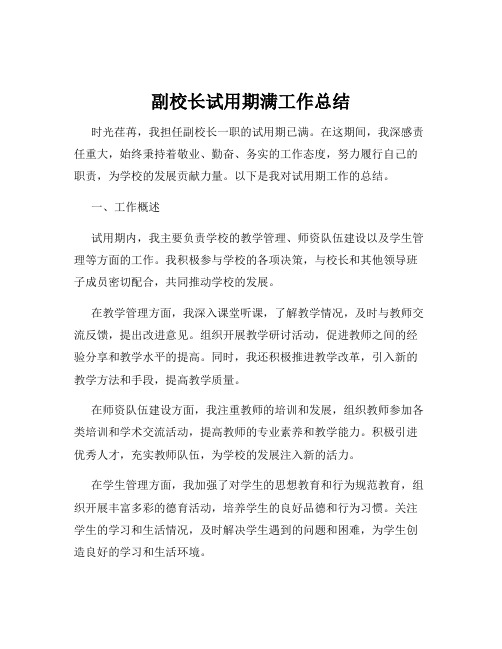 副校长试用期满工作总结