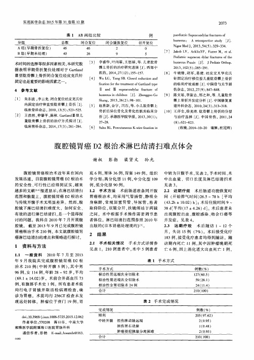 腹腔镜胃癌D2根治术淋巴结清扫难点体会