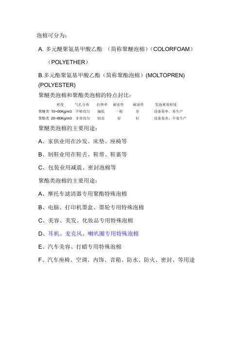 泡棉种类