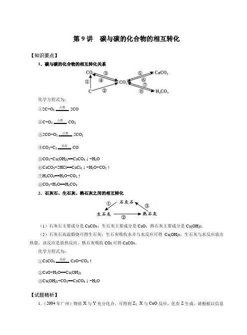 中考复习 [初中化学解题思路与训练] 碳与碳的化合物的相互转化