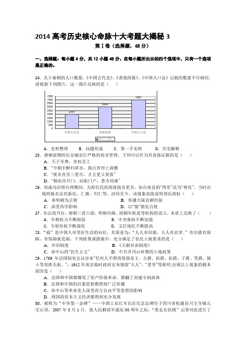 2014高考历史核心命脉十大考题大揭秘3