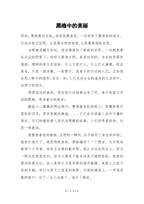 黑暗中的美丽_初一作文