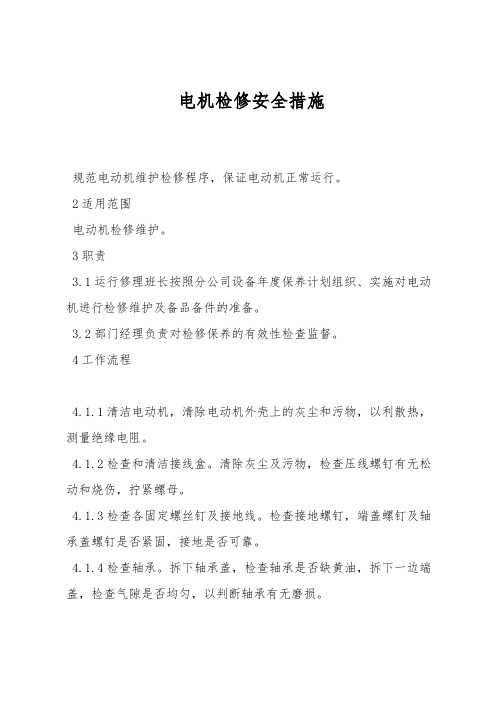 电机检修安全措施