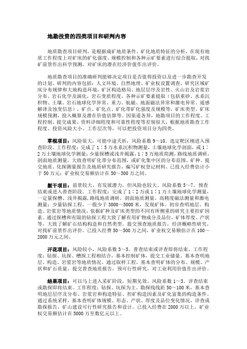 地勘投资的四类项目和研判内容
