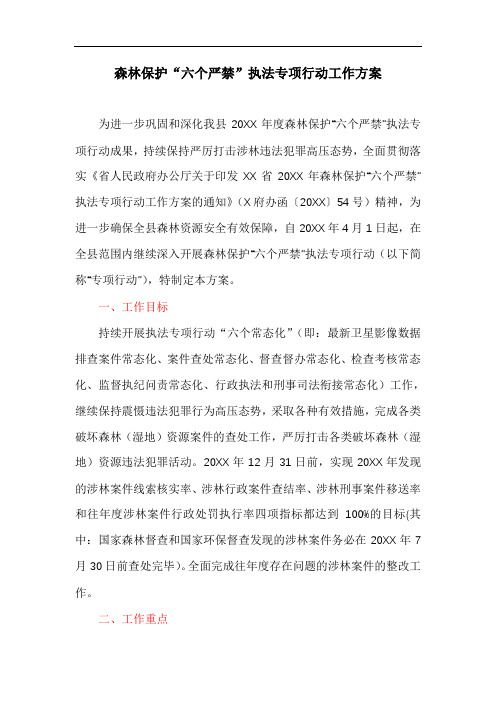 森林保护“六个严禁”执法专项行动工作方案