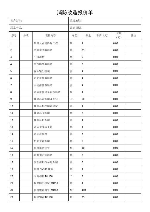 消防改造报价单模板x