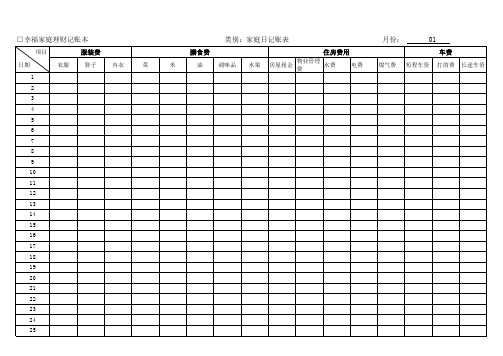 家庭分类日记账表