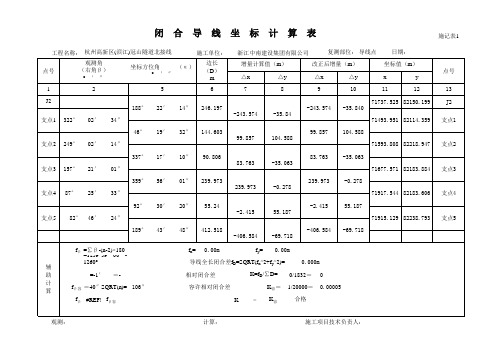 导线点复测记录 闭合+附合 