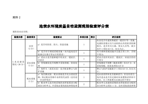 地表水环境质量自动监测现场检查评分表
