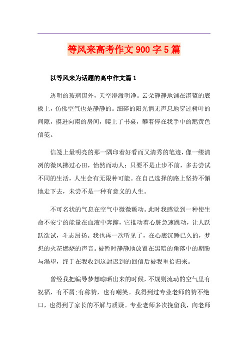 等风来高考作文900字5篇