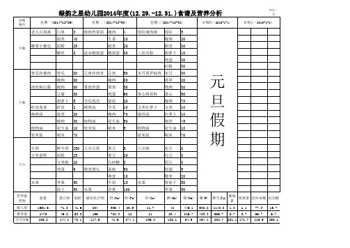 一周食谱及营养分析