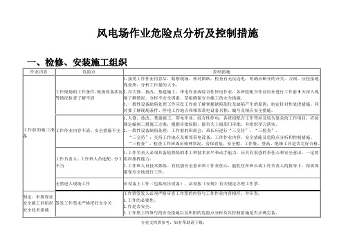 风电场作业危险点分析及控制措施