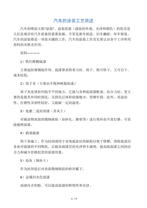 汽车油漆-工艺流程