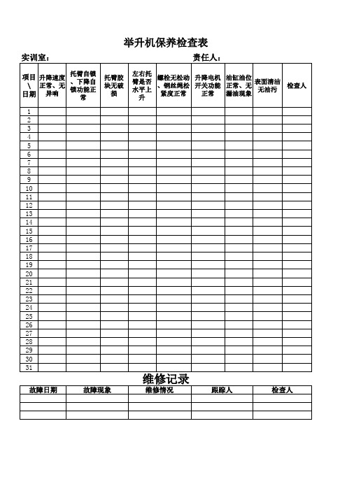 举升机安全检查表