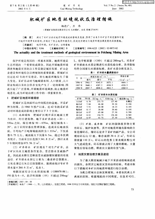 肥城矿区地质环境现状及治理措施