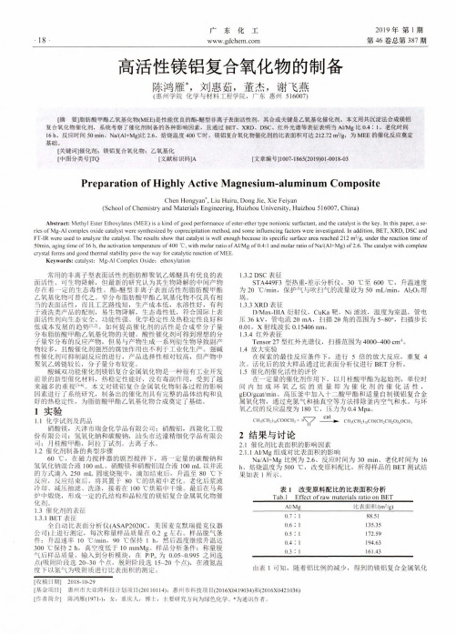 高活性镁铝复合氧化物的制备