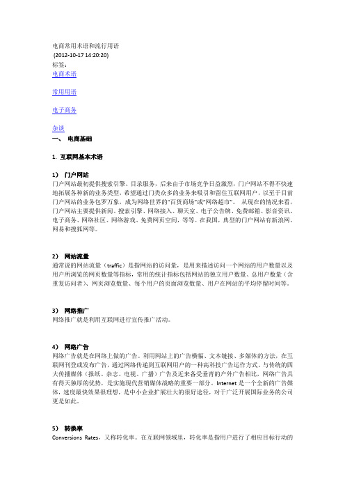 电商常用术语和流行用语