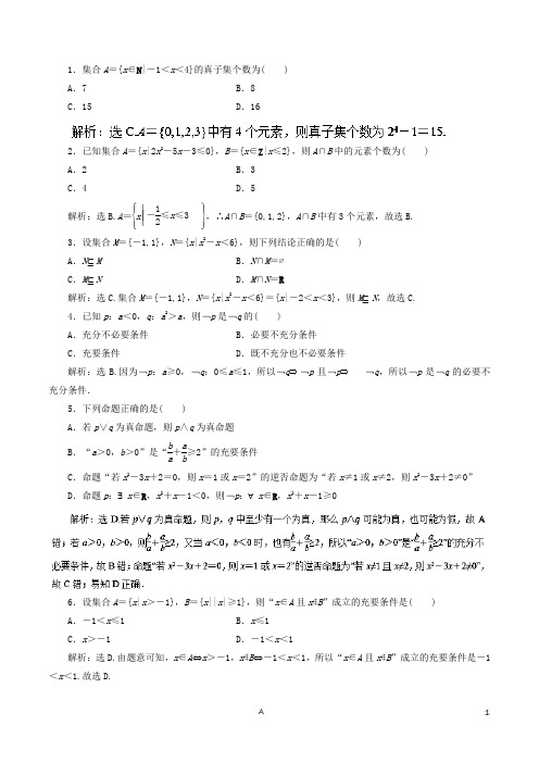 高考复习  专题01集合与常用逻辑用语(仿真押题)-(文)命题猜想与仿真押题