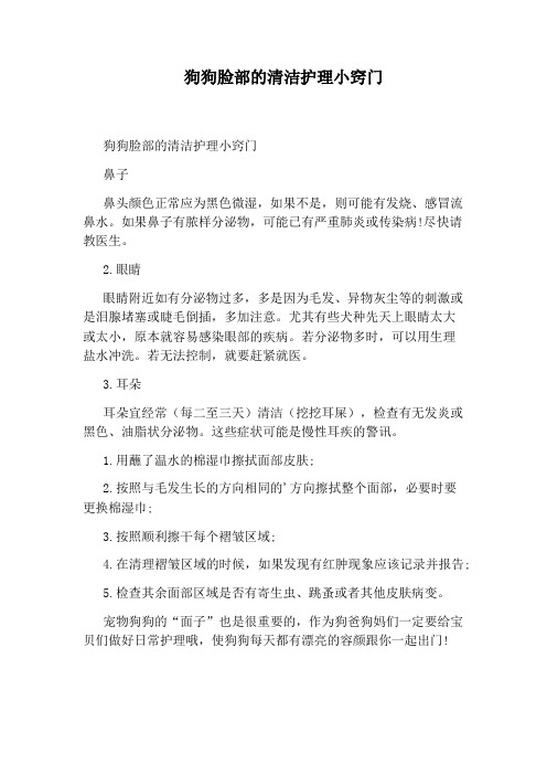 狗狗脸部的清洁护理小窍门
