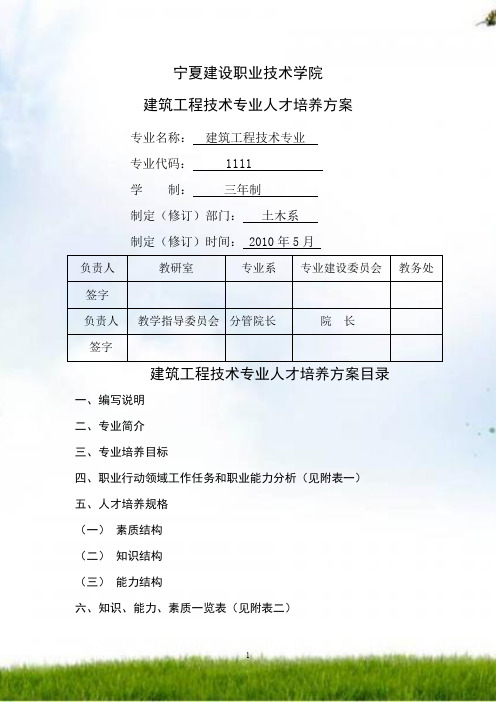 建筑工程技术专业人才培养方案(宁夏建设职业技术学院)