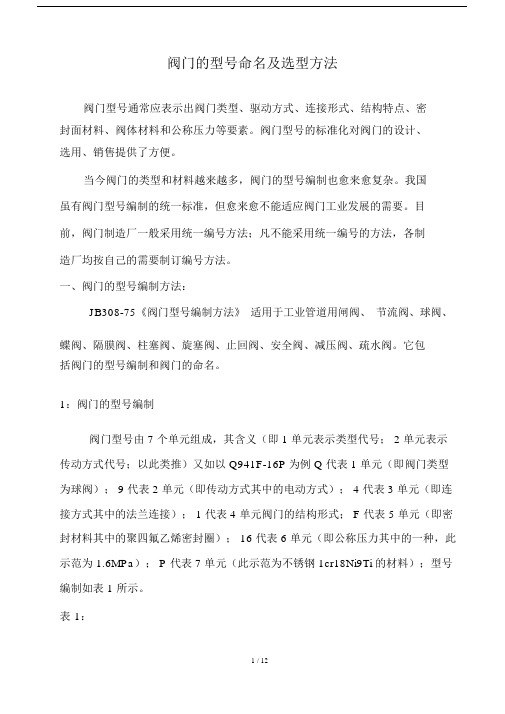 (完整版)阀门的型号命名及选型方法.docx