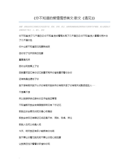 你不知道的爱情情感美文散文《遇见》