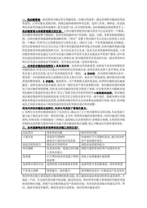 供应链管理考试复习资料