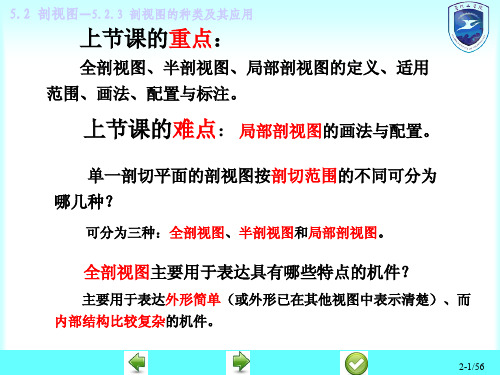 机械工程图学-工程形体常用的基本表示法(剖视图剖切面的种类)