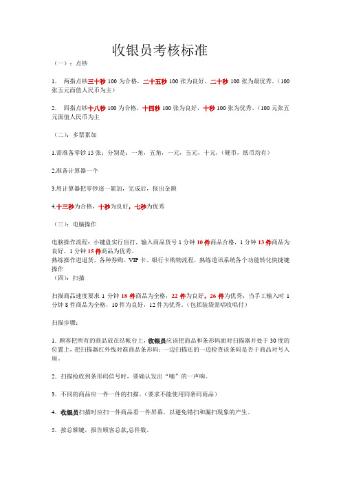 收银员考核标准