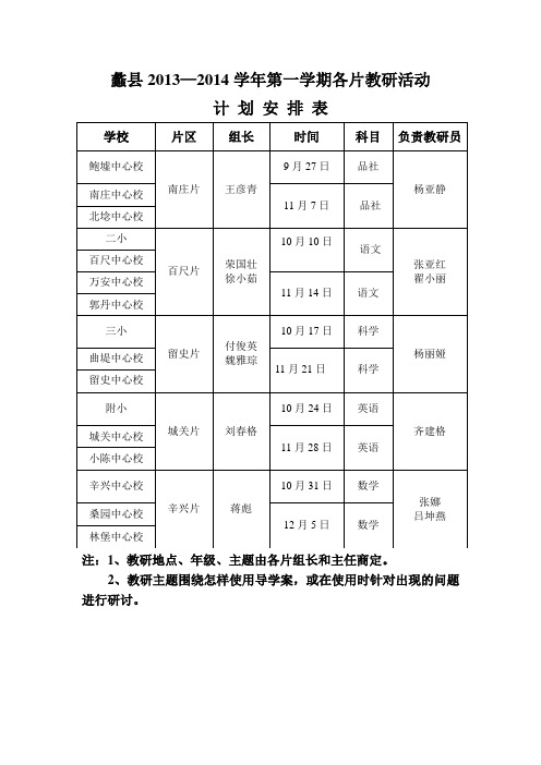 13—14学年第一学期校本教研计划