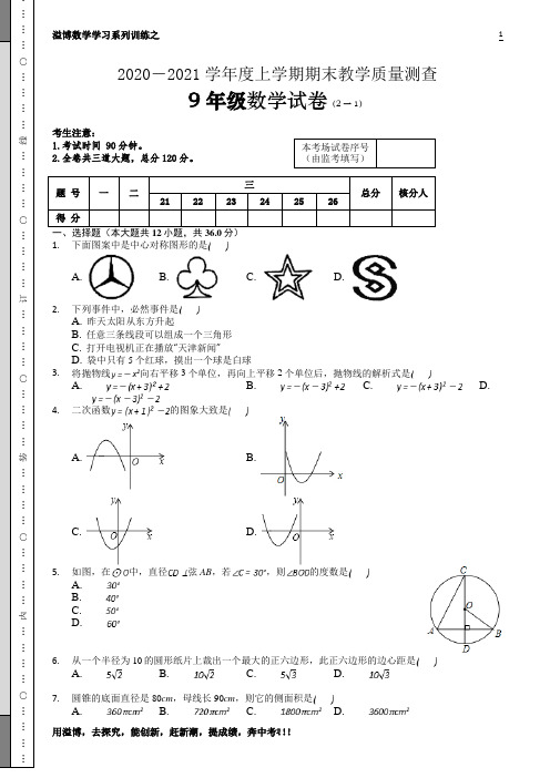 溢博数学金牌辅导九年级(上)期末抽测试题(2—1)(精品版2021.01. ) 
