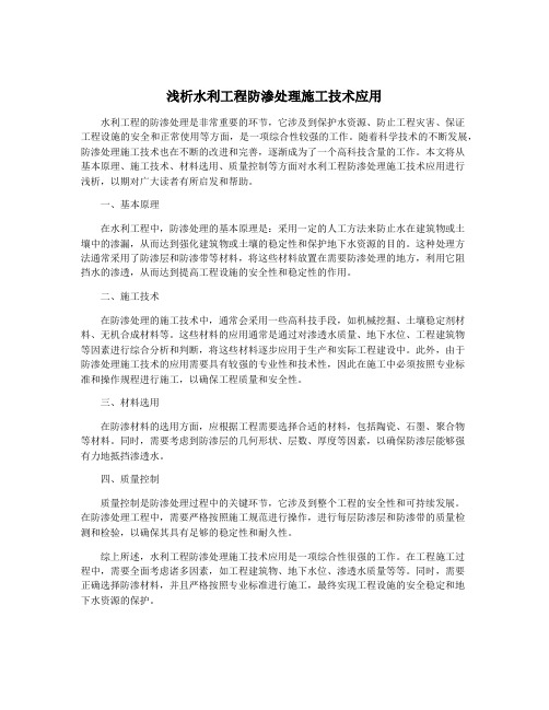 浅析水利工程防渗处理施工技术应用