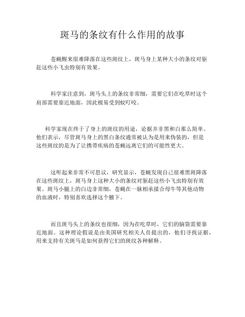 斑马的条纹有什么作用的故事