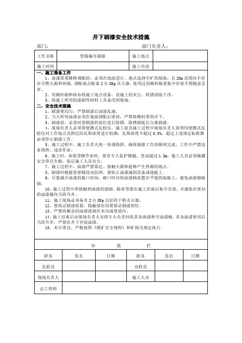 煤矿井下刷漆措施