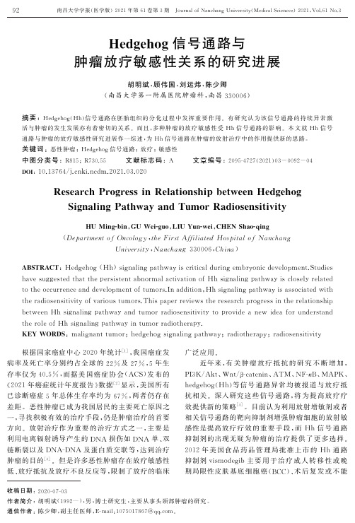 Hedgehog信号通路与肿瘤放疗敏感性关系的研究进展