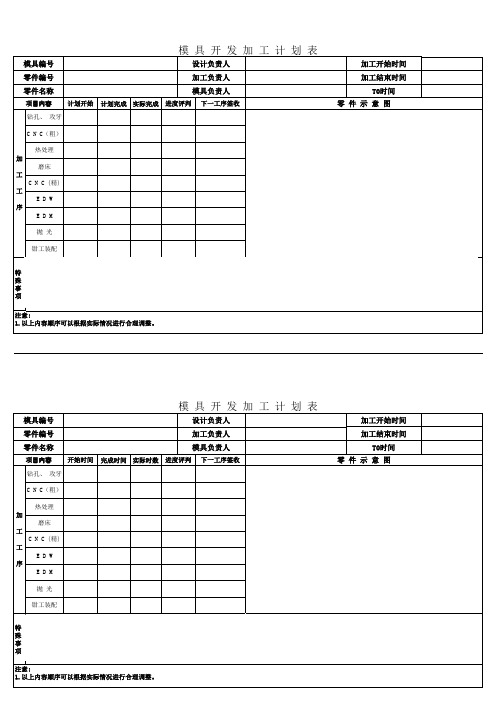 模具开发加工计划表