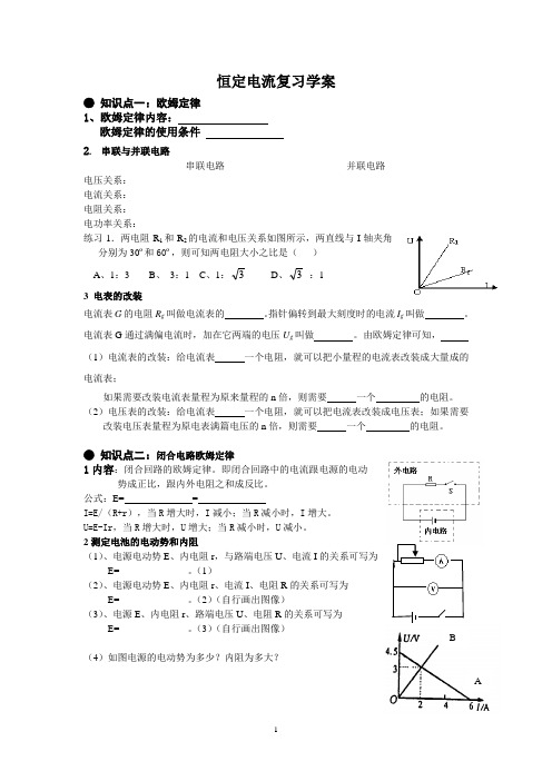 恒定电流复习学案