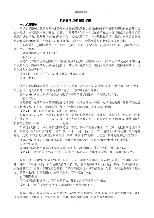 最新高三一轮复习扩展语句 压缩语段 学案精品版