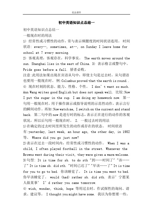 优品课件之初中英语知识点总结一