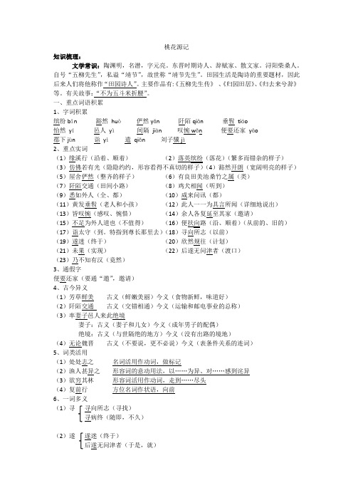 桃花源记知识梳理(教师版)
