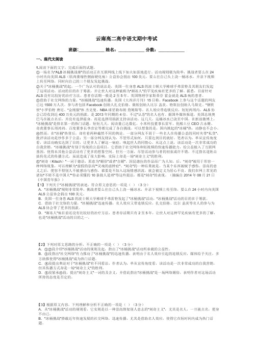 云南高二高中语文期中考试带答案解析

