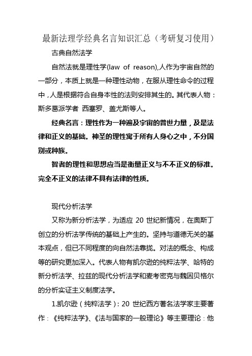 最新考研法理学经典名言知识汇总(考研复习使用)