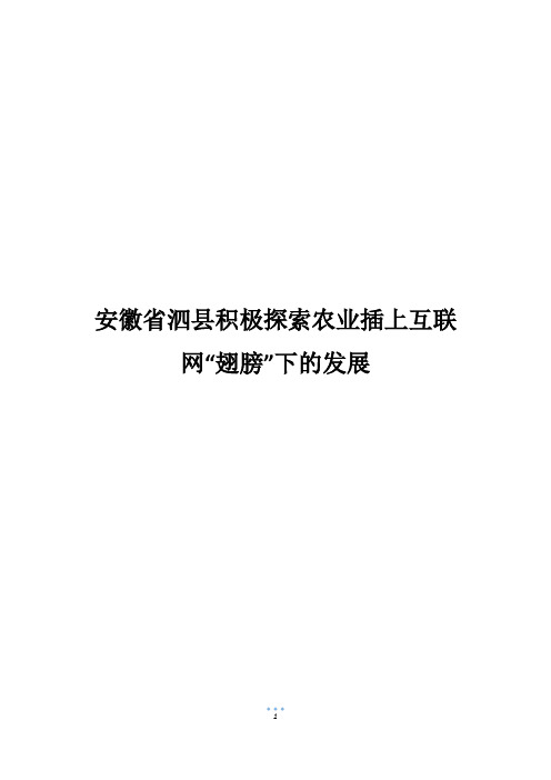 安徽省泗县积极探索农业插上互联网“翅膀”下的发展