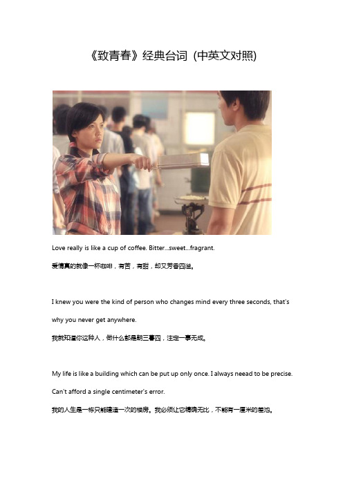 《致青春》经典台词 (中英文对照)