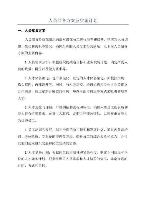 人员储备方案及实施计划